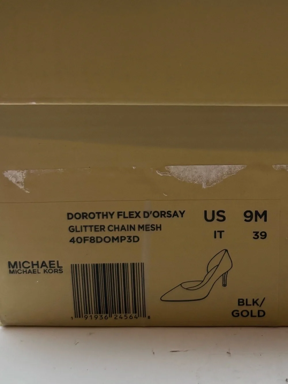 NTW Michael Kors Black/Gold Dorothy Flex D’Orsay Glitter Chain Mesh Pump Size 9